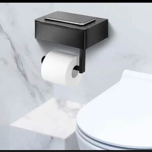 Black Toilet Paper Holder with Shelf